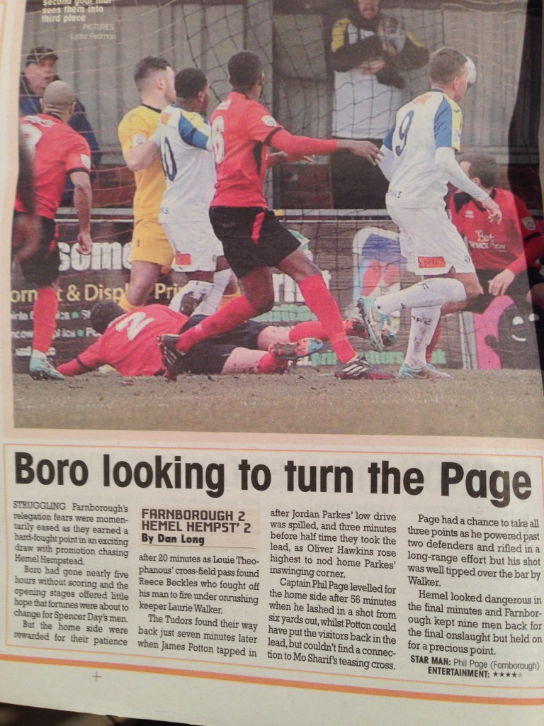 Conference South - Farnborough vs Hemel Hempstead - Published Sunday 15th February 2015