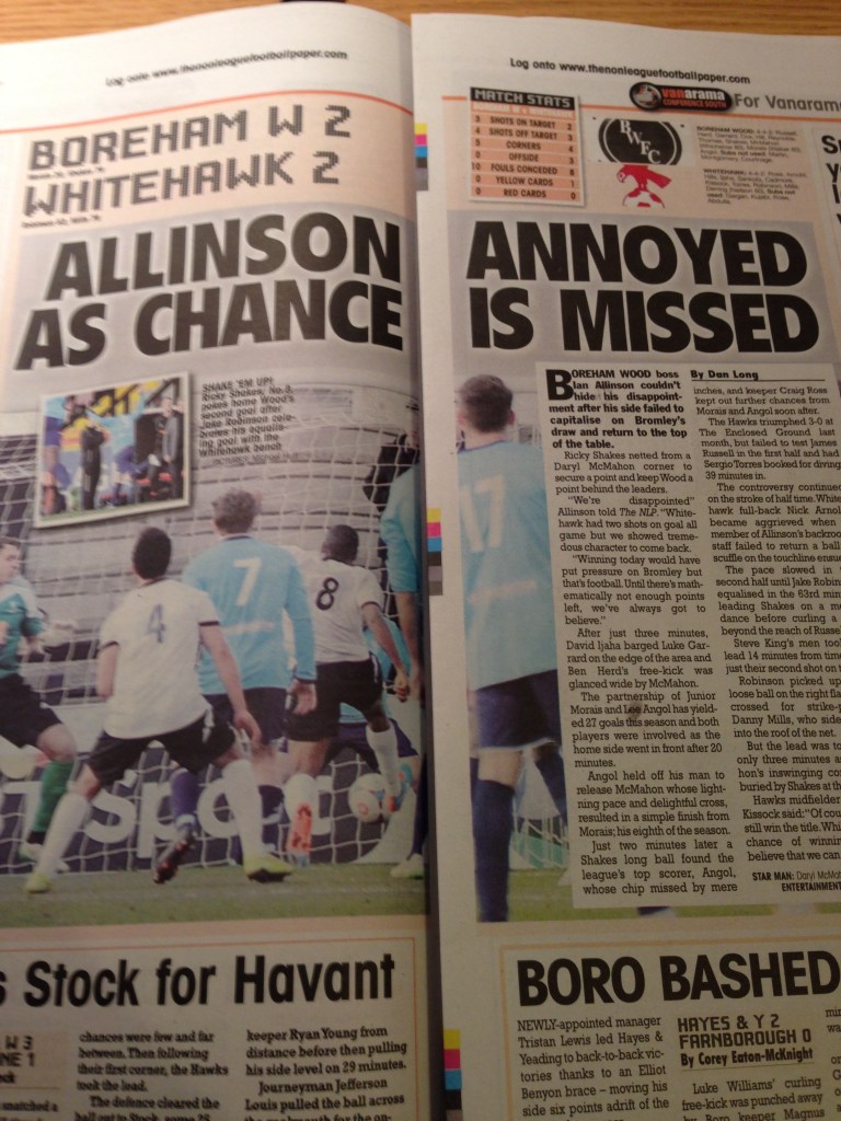 Conference South Star Match - Boreham Wood vs Whitehawk - Published Sunday 15th March 2015